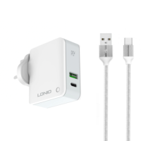 Charger LDNIO A4403C, 1xUSB, 1xType-C PD, Micro USB cable, white